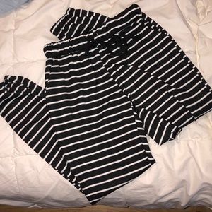 black and white stripped joggers
